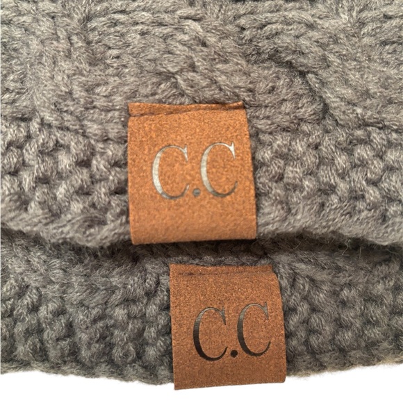 EUC-2 C.C solid cable knit charcoal grey head wraps warm - Picture 4 of 4